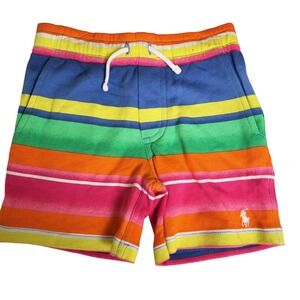 Polo Ralph Lauren Kids Size 2 Terry Rainbow Striped Cotton Shorts Pony Logo NWT